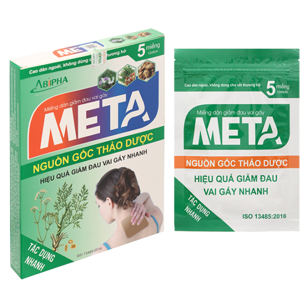 Miếng dán giảm đau vai gáy Meta hộp 5 miếng (12cm x 9cm)