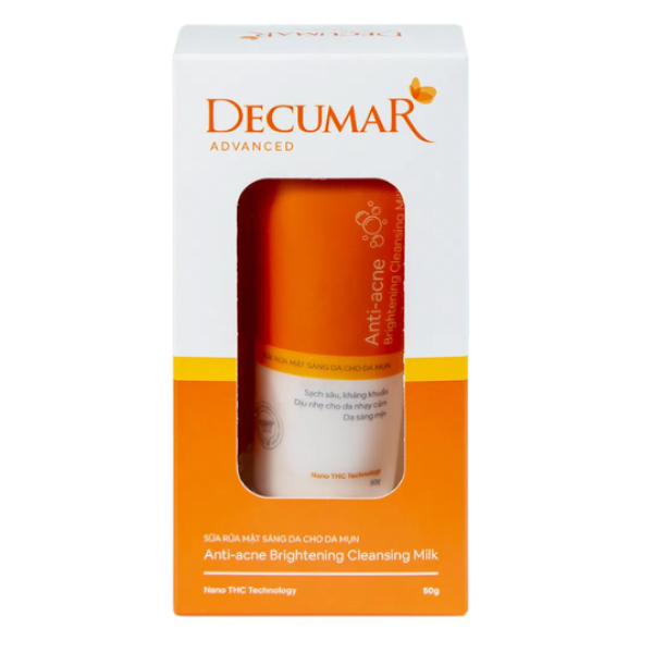 Sữa rửa mặt Decumar Anti-acne Brightening sáng da, mờ thâm tuýp 50g