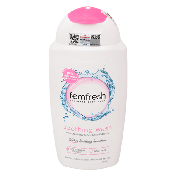 Dung dịch vệ sinh phụ nữ Femfresh Soothing Wash làm sạch, diệt khuẩn chai 250ml