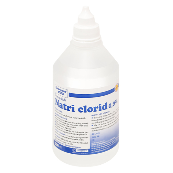 Nước muối Natri Clorid HDPharma 0.9% sát khuẩn, súc miệng chai 500ml