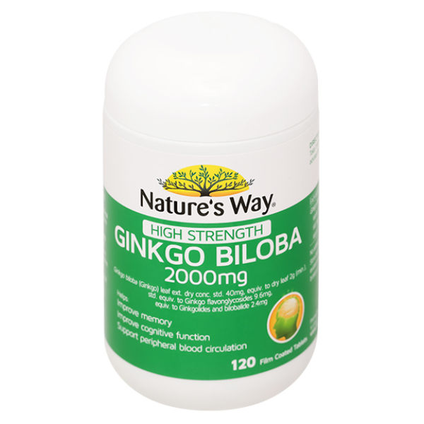 Nature's Way High Strength Ginkgo Biloba 2000mg hỗ trợ tuần hoàn máu não hộp 120 viên