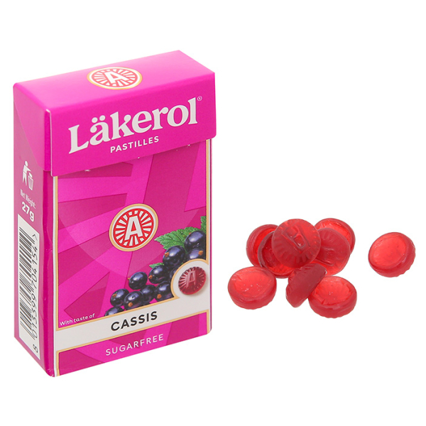 Kẹo Lakerol Cassis không đường vị nho chuỗi ngọc hộp 27g