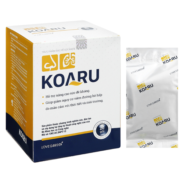 Bột Koaru hỗ trợ tăng đề kháng, giảm nguy cơ viêm nhiễm đường hô hấp hộp 20 gói x 3.5g