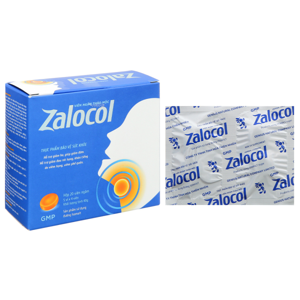 Viên ngậm thảo mộc Zalocol hỗ trợ giảm ho, giảm đờm hộp 5 vỉ x 4 viên