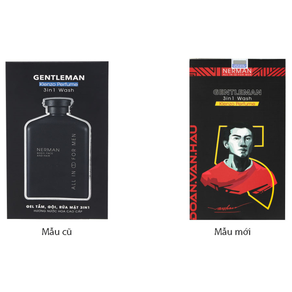Gel tắm, gội, rửa mặt Nerman Gentleman 3in1 hương nước hoa chai 350ml