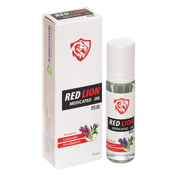 Dầu lăn Red Lion trắng làm ấm, massage hỗ trợ thư giãn chai 10ml