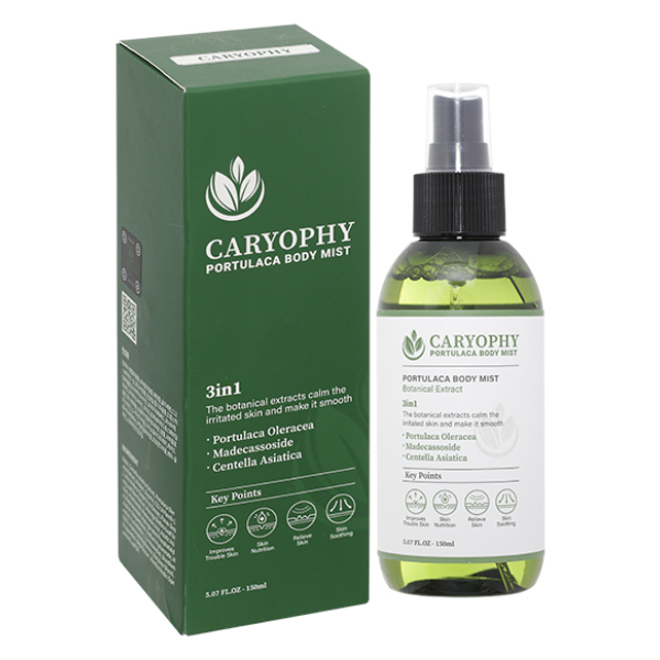 Xịt mụn toàn thân Caryophy Portulaca Body Mist giảm mụn mờ thâm chai 150ml