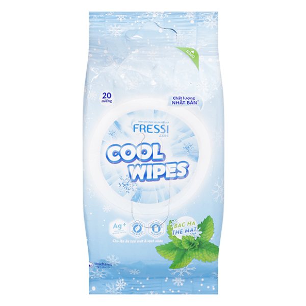 Khăn ướt Fressi Care Cool Wipes bạc hà the mát gói 20 miếng