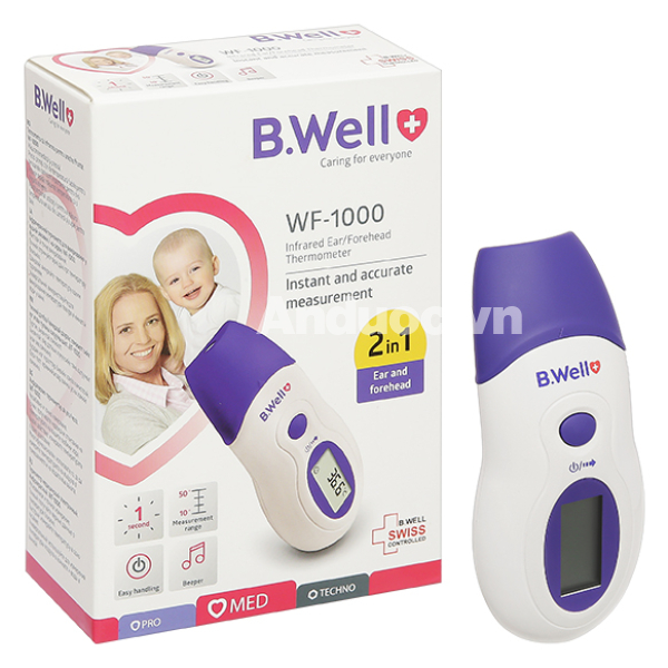 Nhiệt kế hồng ngoại đo trán, tai B.Well WF-1000