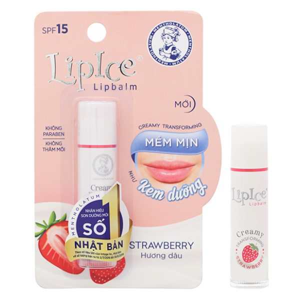 Son dưỡng môi LipIce không màu chuyển kem mịn hương dâu cây 4.3g