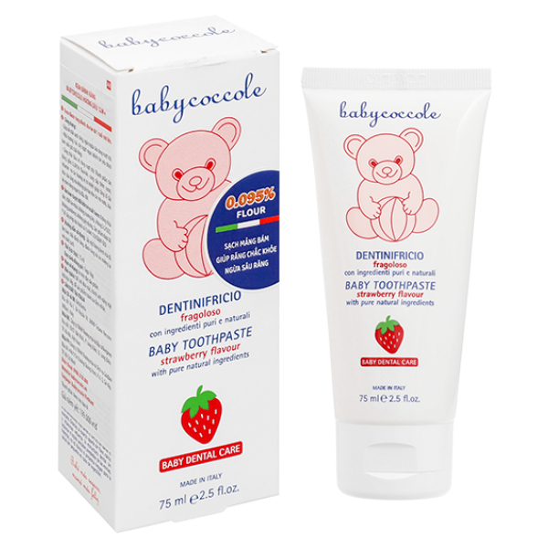 Kem đánh răng Babycoccole ngăn ngừa sâu răng cho bé hương dâu tuýp 75ml