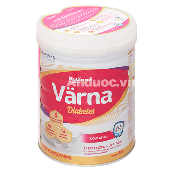 Sữa bột Nutifood Varna Diabetes bổ sung dinh dưỡng cho người bệnh tiểu đường lon 850g