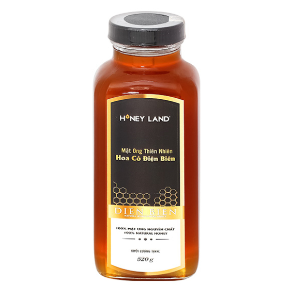 Mật ong thiên nhiên Hoa Cỏ Điện Biên Honey Land chai 520g