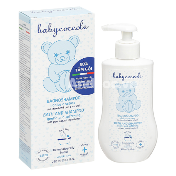 Sữa tắm gội Babycoccole chiết xuất hoa sen ngừa rôm sảy giữ ẩm cho da chai 250ml