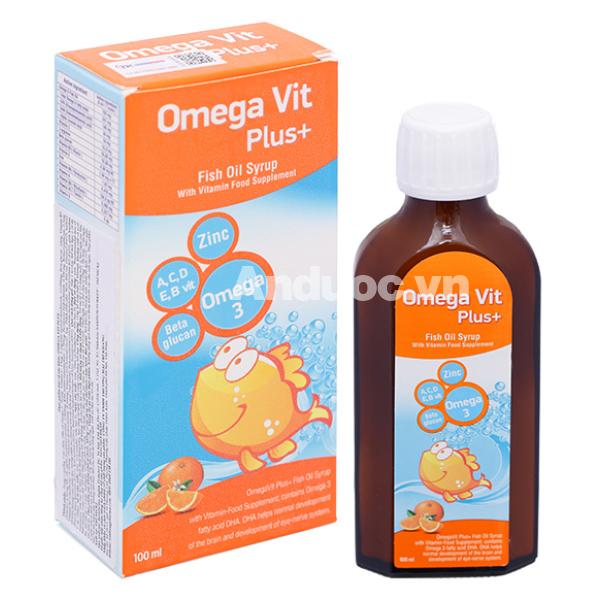 Dầu cá Siro Omega Vit Plus+ tăng cường đề kháng, tốt cho não bộ và mắt chai 100ml