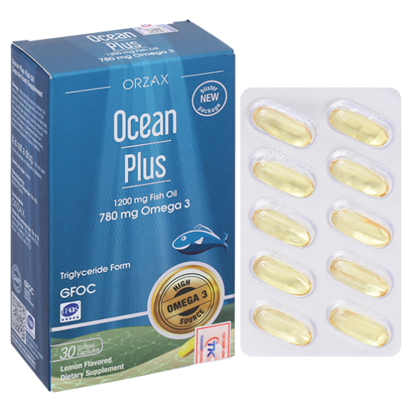 Dầu cá Ocean Plus hỗ trợ tăng cường sức khỏe não bộ, mắt, tim mạch hộp 30 viên