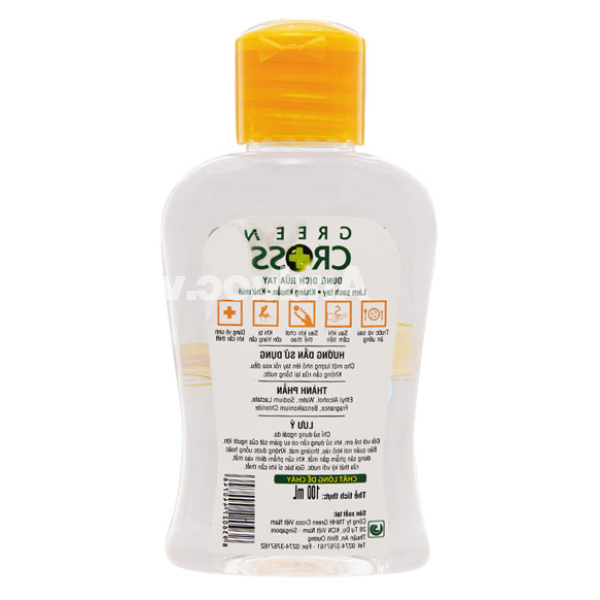Dung dịch rửa tay Green Cross hương dưa táo kháng khuẩn, khử mùi chai 100ml