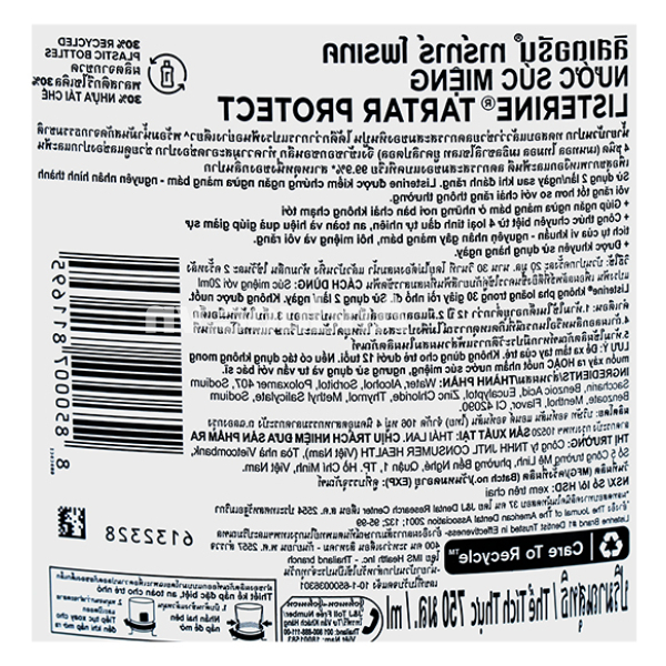 Nước súc miệng Listerine Tartar Protection ngừa mảng bám chai 750ml