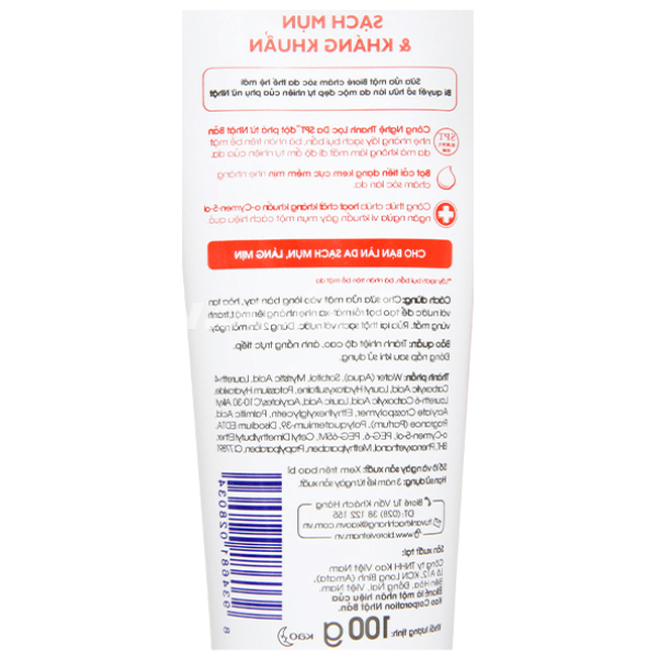 Sữa rửa mặt Bioré sạch mụn kháng khuẩn tuýp 100g