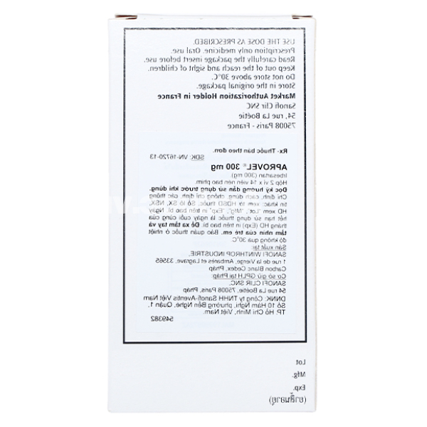 Aprovel 300mg trị tăng huyết áp (2 vỉ x 14 viên)