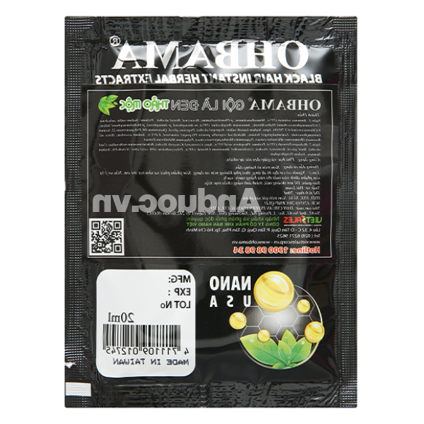 Dầu gội đen tóc thảo mộc Ohbama hộp 10 gói x 20ml