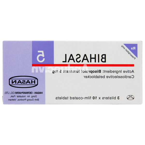 Bihasal 5 trị tăng huyết áp, đau thắt ngực (3 vỉ x 10 viên)