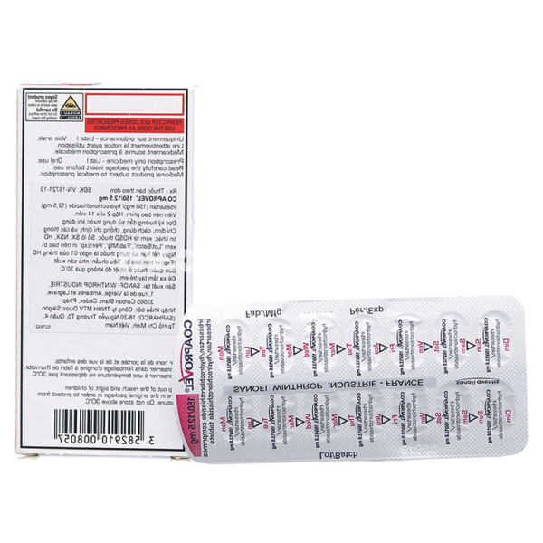 CoAprovel 150/12.5mg sử dụng phối hợp trong trị tăng huyết áp (2 vỉ x 14 viên)