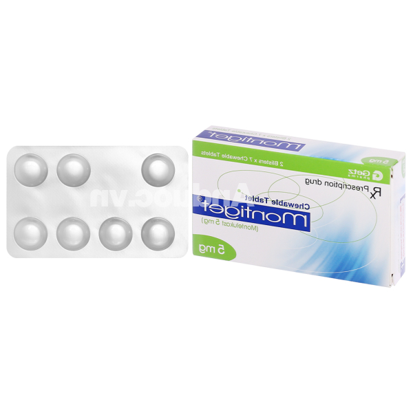 Montiget 5mg phòng ngừa và trị hen suyễn (2 vỉ x 7 viên)
