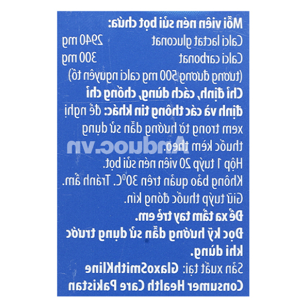 Viên nén sủi bọt CalSource bổ sung canxi tuýp 20 viên