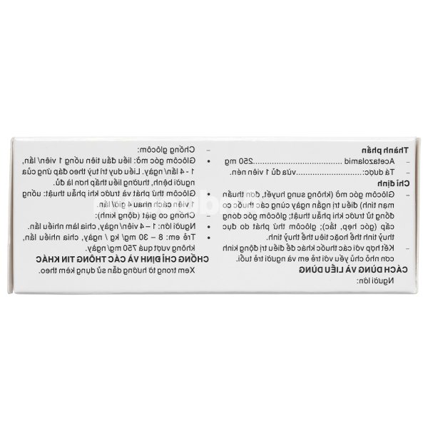 Acetazolamid Pharmedic 250mg trị glôcôm, động kinh nhẹ (10 vỉ x 10 viên)