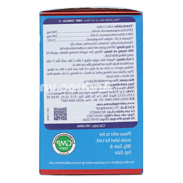 Dầu cá UBB Omega-3 hỗ trợ giảm mỡ máu, phát triển não bộ chai 100 viên