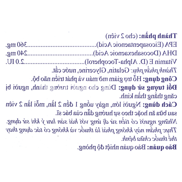 Dầu cá UBB Omega-3 hỗ trợ giảm mỡ máu, phát triển não bộ chai 100 viên