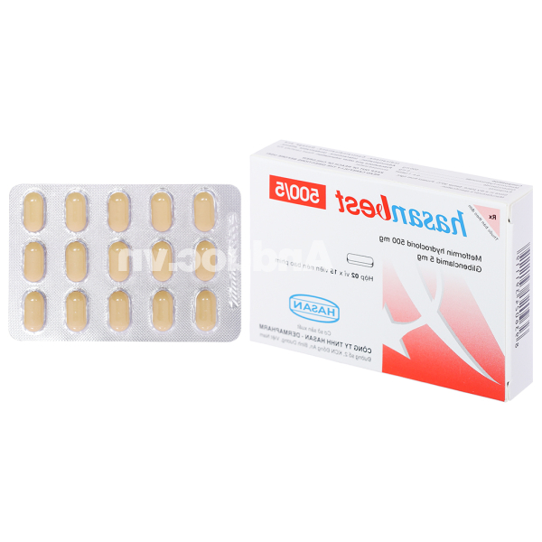 Hasanbest 500/5 trị đái tháo đường tuýp 2 (2 vỉ x 15 viên)