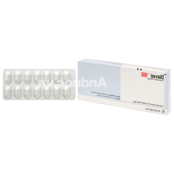 Diovan 160 trị tăng huyết áp, suy tim, sau nhồi máu cơ tim (2 vỉ x 14 viên)