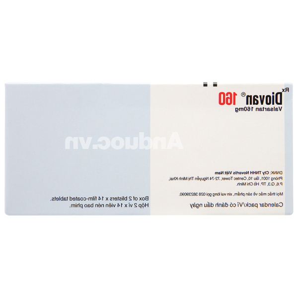Diovan 160 trị tăng huyết áp, suy tim, sau nhồi máu cơ tim (2 vỉ x 14 viên)