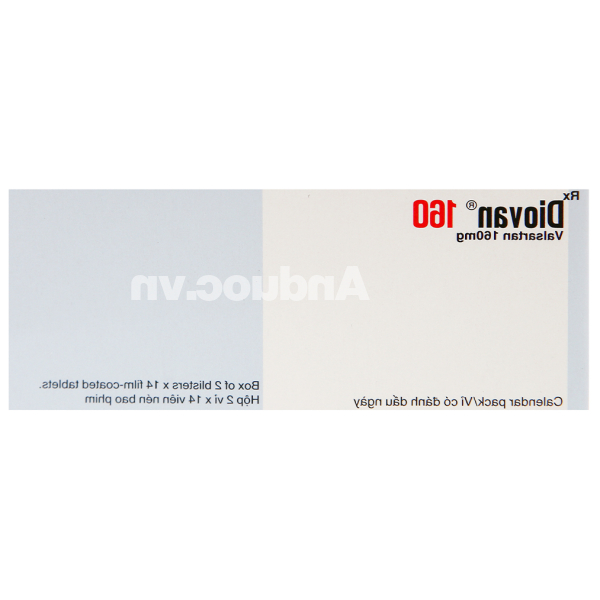 Diovan 160 trị tăng huyết áp, suy tim, sau nhồi máu cơ tim (2 vỉ x 14 viên)