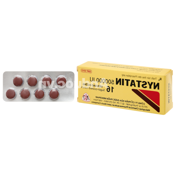 Nystatin 500000IU phòng và trị nhiễm nấm Candida (2 vỉ x 8 viên)