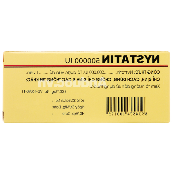 Nystatin 500000IU phòng và trị nhiễm nấm Candida (2 vỉ x 8 viên)