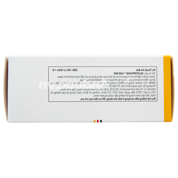 Glucophage 500mg trị đái tháo đường (5 vỉ x 10 viên)