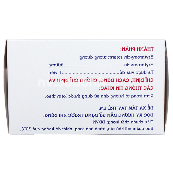 Erythromycin Mekophar 500mg trị nhiễm khuẩn đường hô hấp, da, mô mềm (10 vỉ x 10 viên)