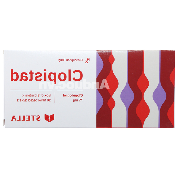 Clopistad 75mg phòng ngừa các biến cố do huyết khối động mạch (3 vỉ x 10 viên)