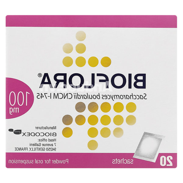 Bột pha hỗn dịch uống Bioflora 100mg ngừa và điều trị tiêu chảy hộp 20 gói