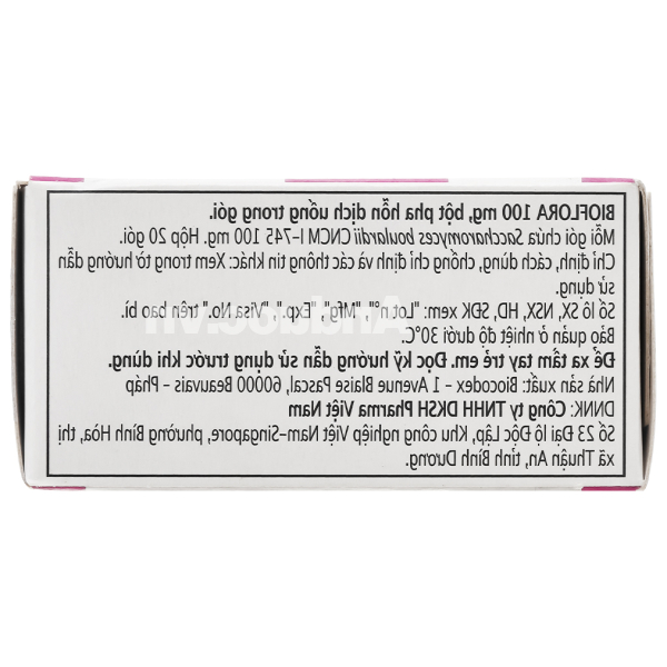 Bột pha hỗn dịch uống Bioflora 100mg ngừa và điều trị tiêu chảy hộp 20 gói