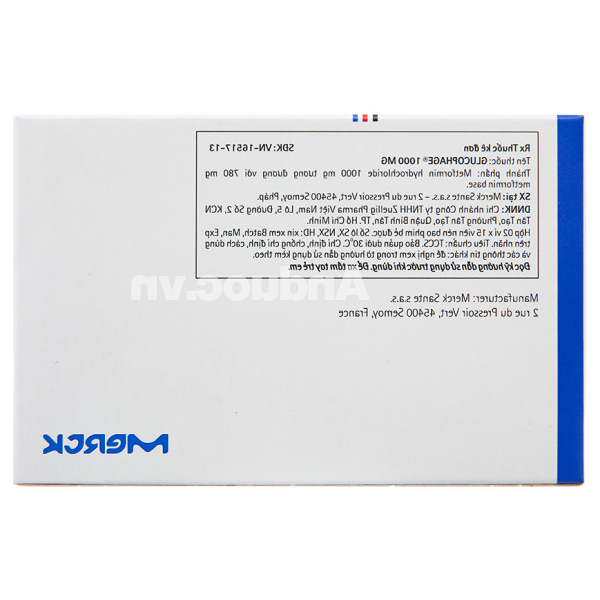 Glucophage 1000mg trị đái tháo đường (2 vỉ x 15 viên)