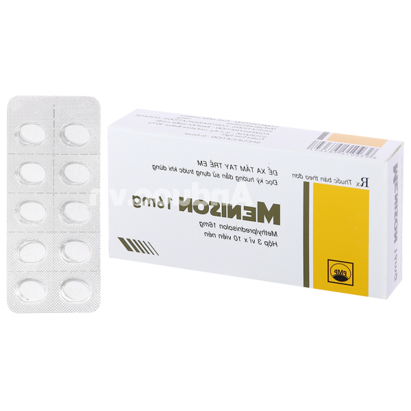 Menison 16mg thuốc kháng viêm, ức chế miễn dịch (3 vỉ x 10 viên)