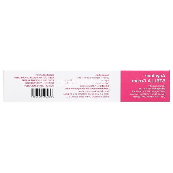 Acyclovir Stella Cream trị nhiễm virus Herpes simplex da tuýp 5g