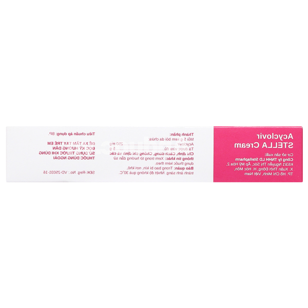 Acyclovir Stella Cream trị nhiễm virus Herpes simplex da tuýp 5g