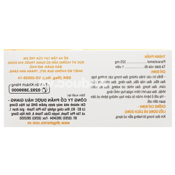 Hapacol 325 giảm đau, hạ sốt (10 vỉ x 10 viên)