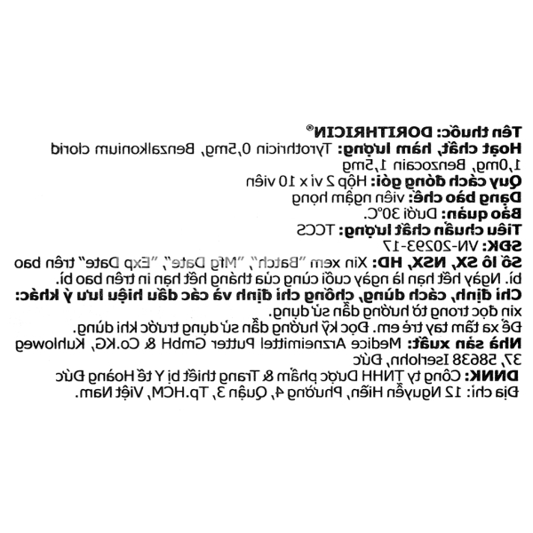 Viên ngậm Dorithricin trị viêm họng, đau họng (2 vỉ x 10 viên)