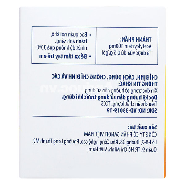 Thuốc cốm Acemuc Kids 100mg tiêu nhầy trong bệnh hô hấp (30 gói x 0.5g)